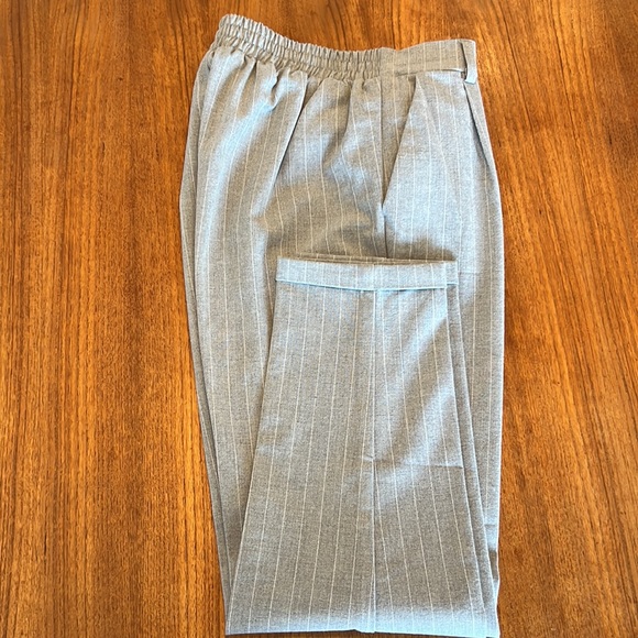 Modern Light Grey Pinstripe Pantsuit Set - Picture 9 of 9